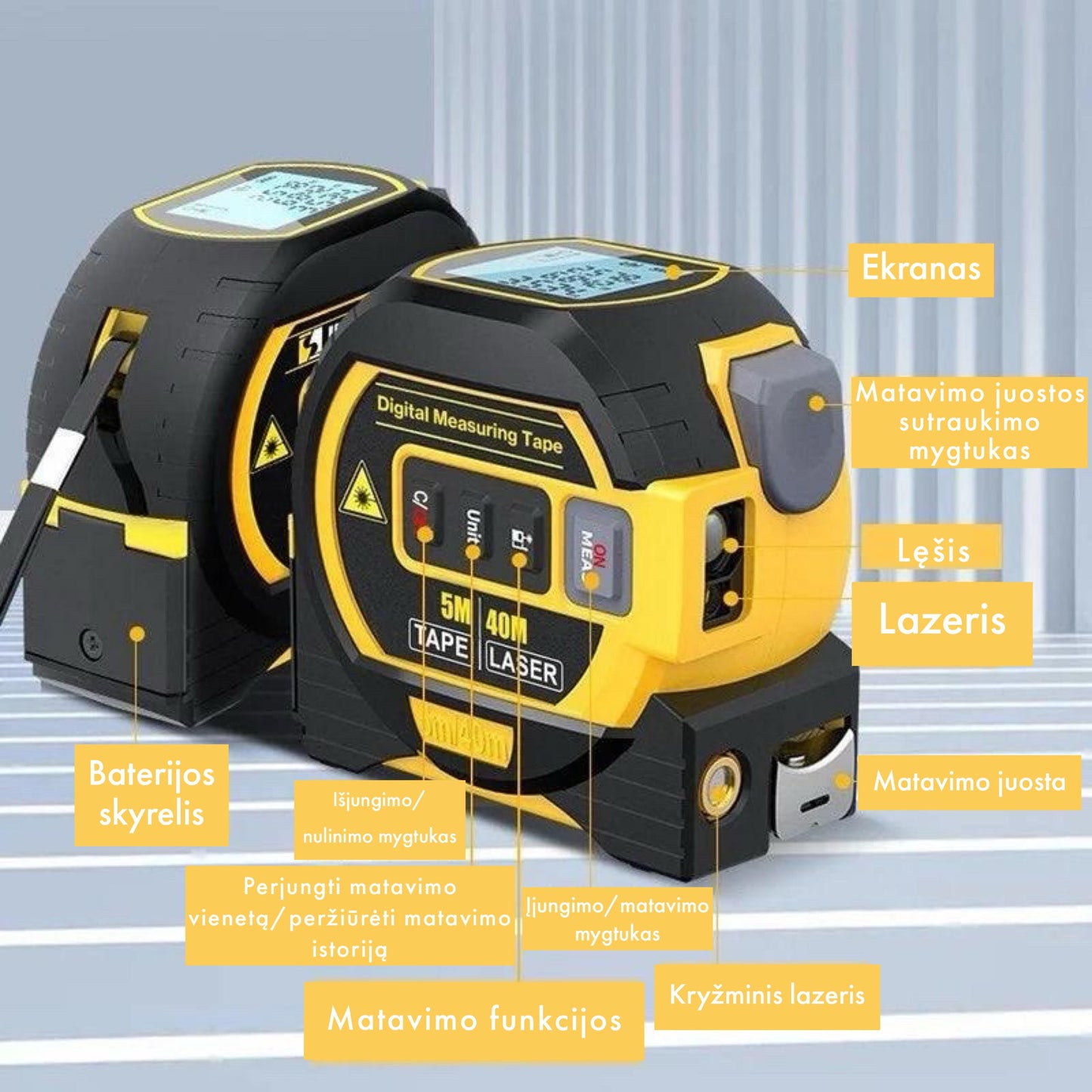 3-in-1 Laser Measuring Tape