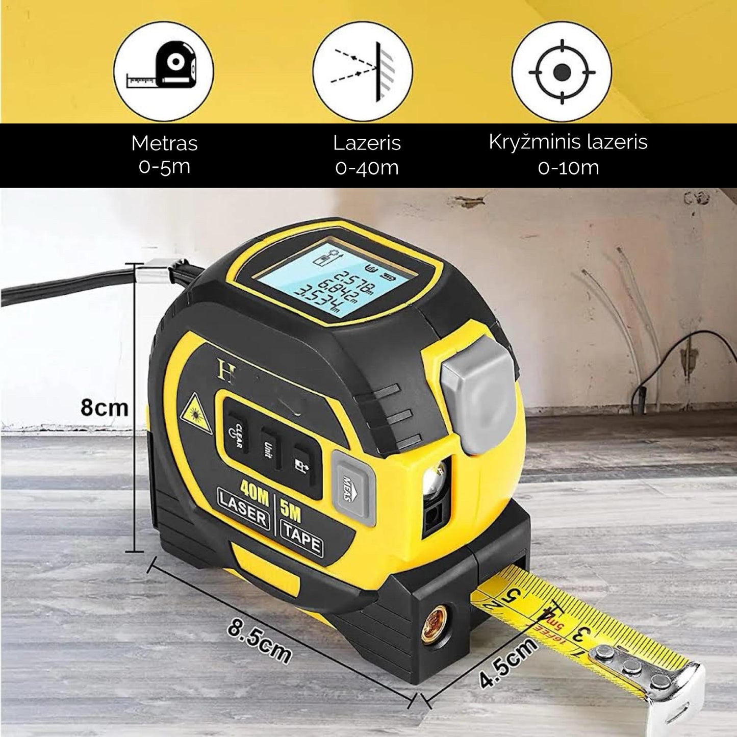 3-in-1 Laser Measuring Tape