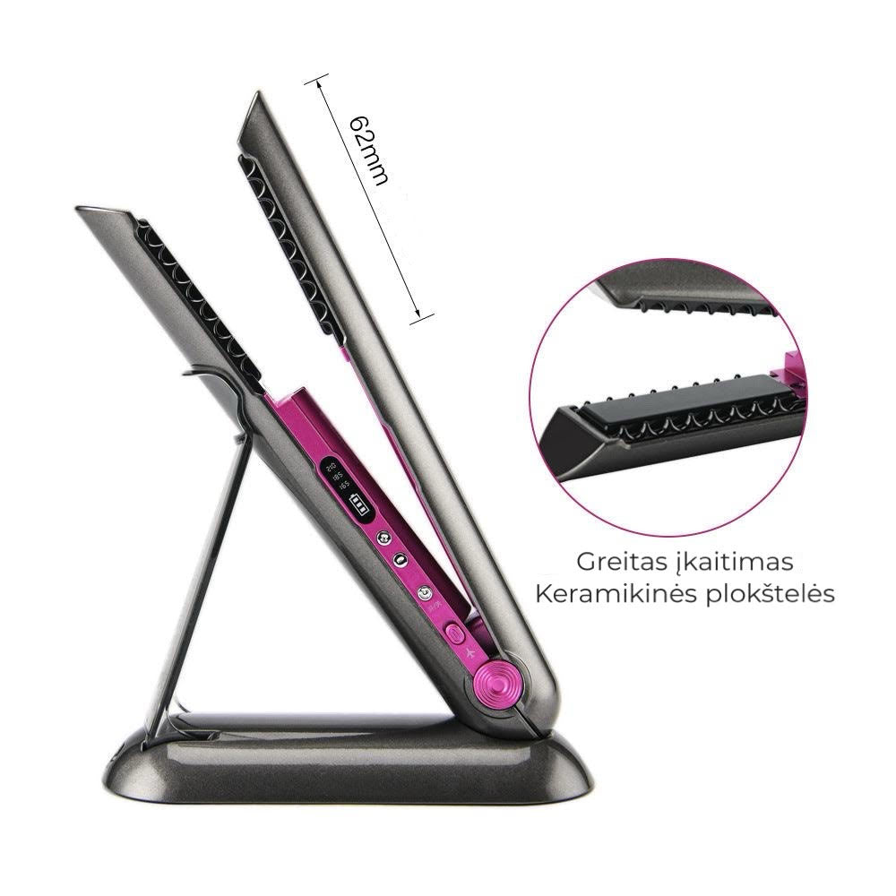 Professional Cordless Hair Straightener Curling Iron 2-in-1